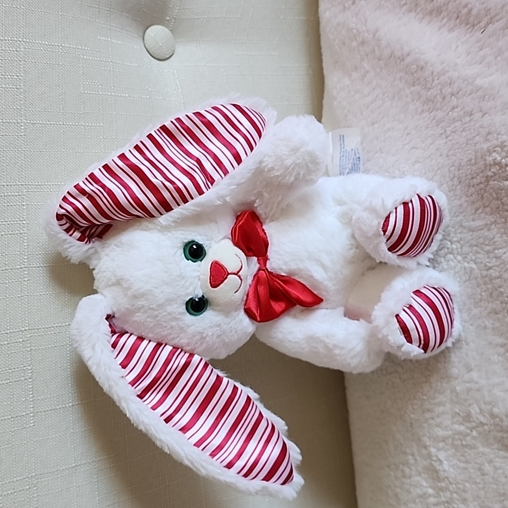 Build-A-Bear Smallfrys Bunny White with Red/White Striped Ears & Feet